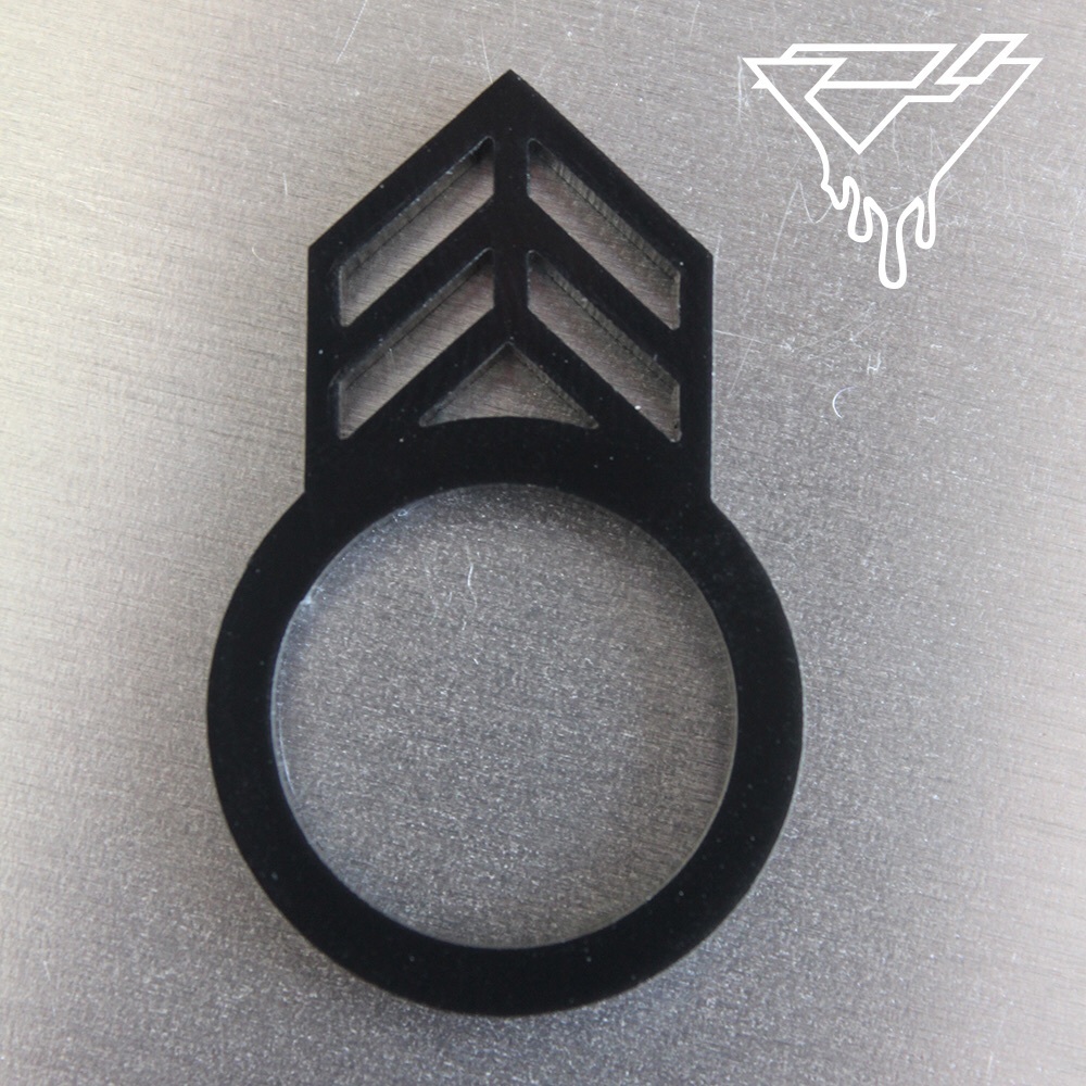 NEW goth double chevron military black ring 7
